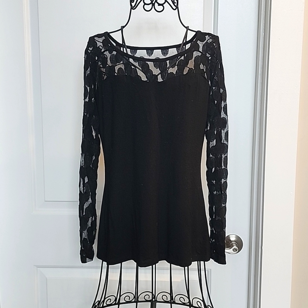 Boston Proper, black. Lace polka dot detail. Size small.